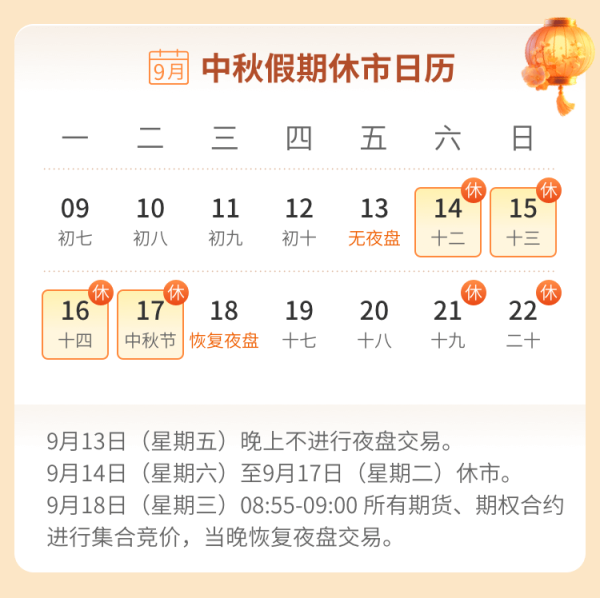 互利配资 2024年中秋假期休市提醒